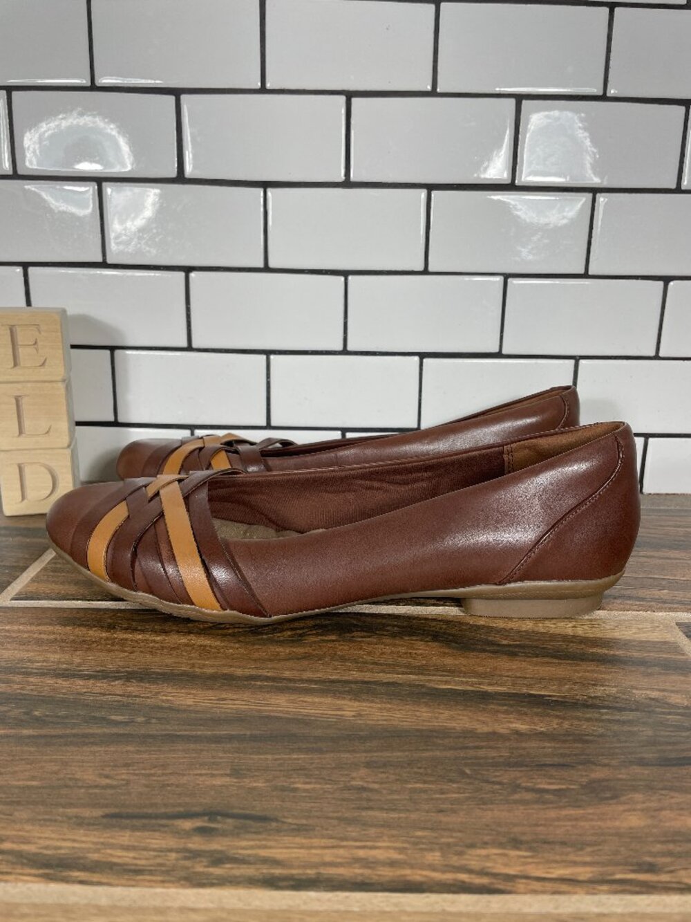 Clarks Sara Clover Shoes Womens Size 9 Brown Leather Comfort Slip On Loafer Flat